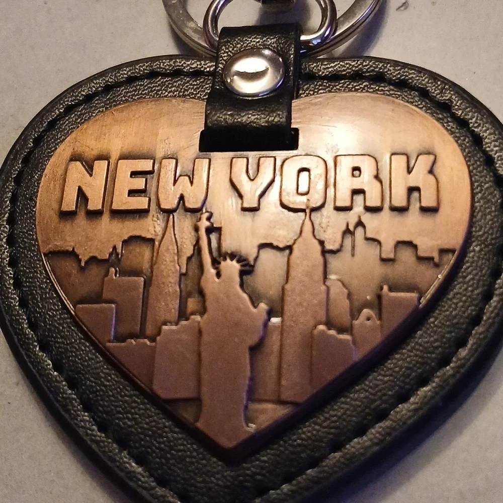 New York Heart Copper Leather Keychain Bag Charm